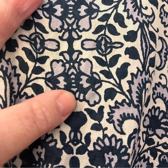 Ann Taylor LOFT Blue & Gray Floral Nautical 100% Cotton Romper Women’s L - Picture 4 of 11